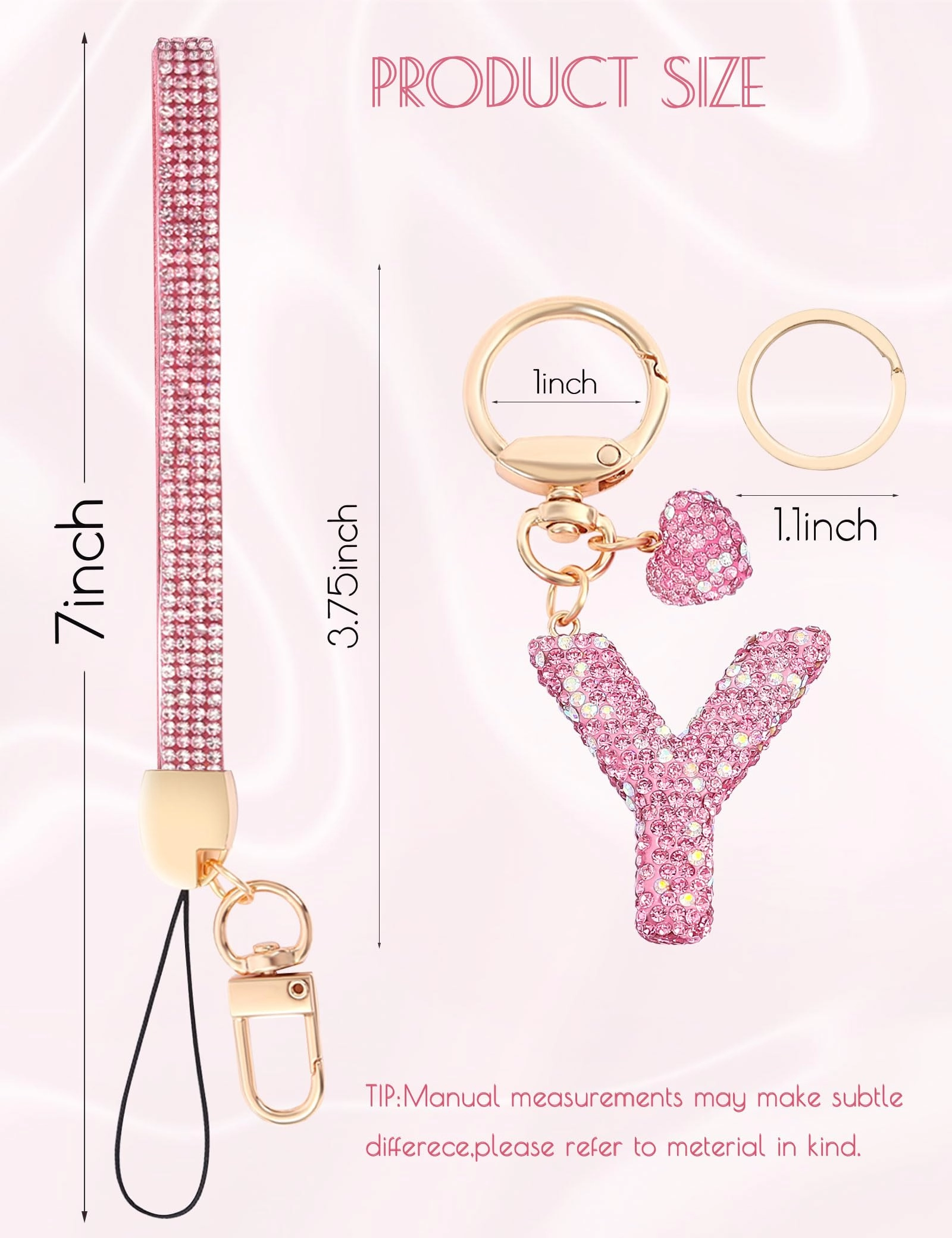 Initial Keychain - L Purple Rhinestone