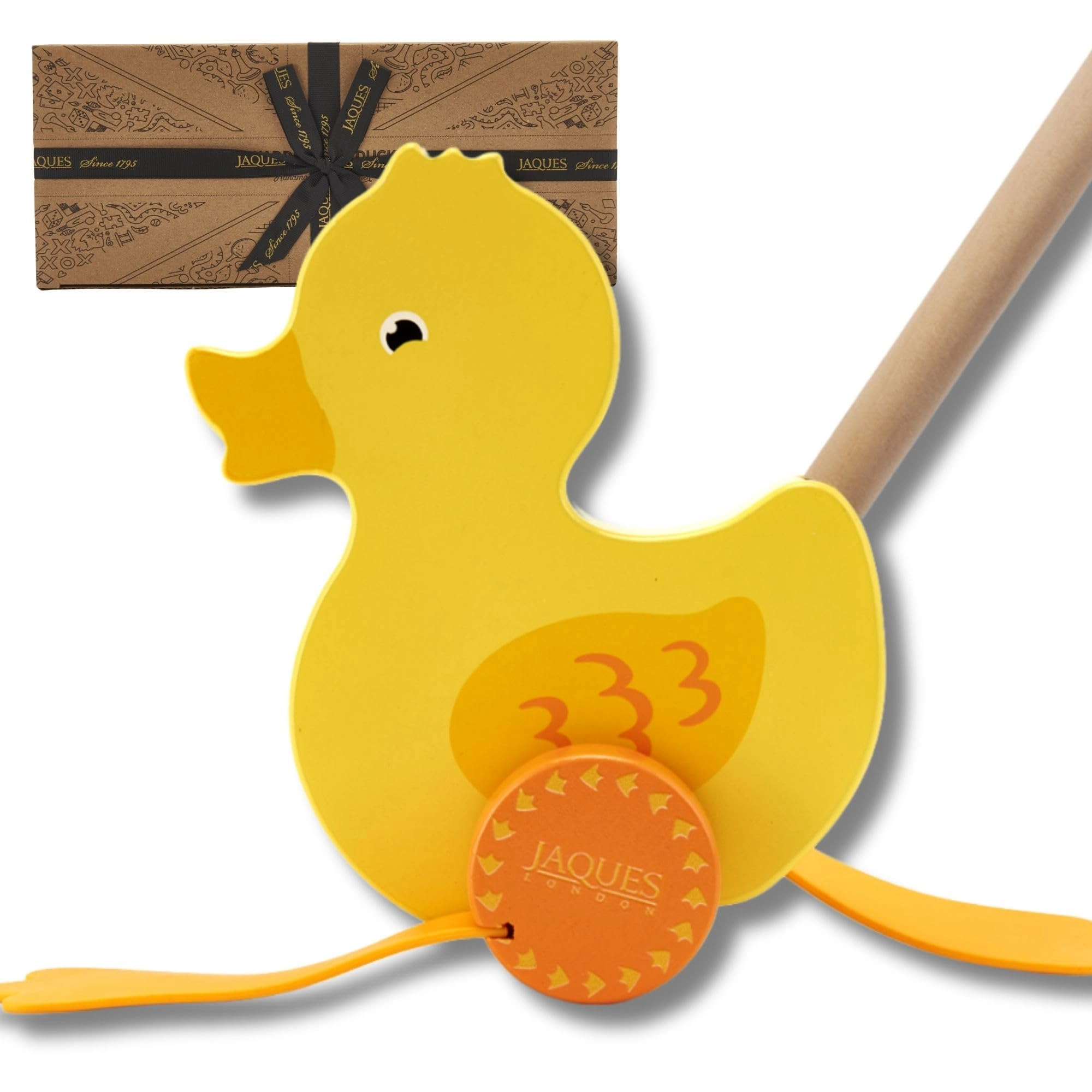Jaques of London Waddles the Duck - Wooden Push Along Toy Walking Duck for Toddlers