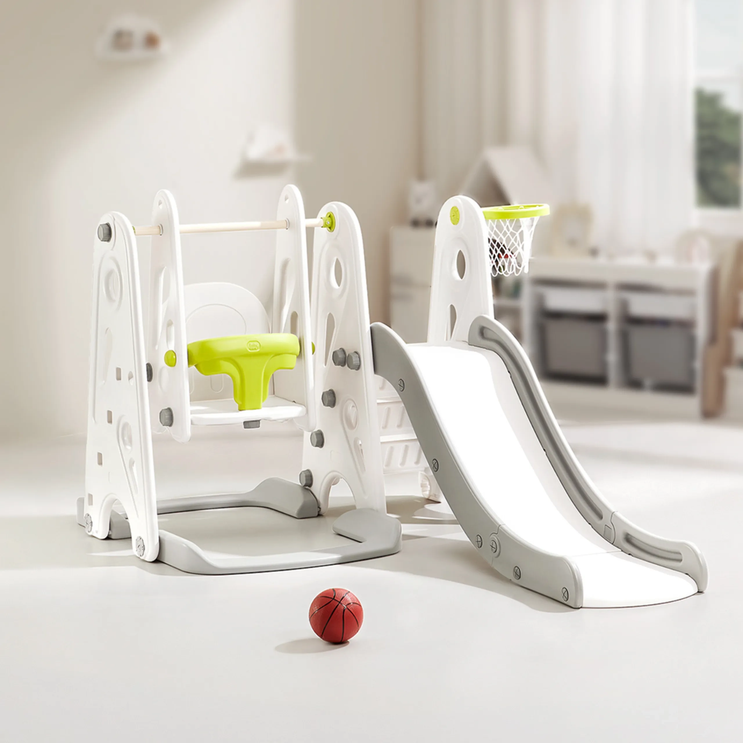 3 In 1 Kids Slide & Play Set - White Suitable for 12 months & above