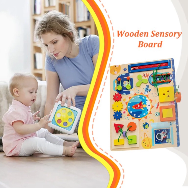 14 In 1 Wooden Busy Board - 3 +