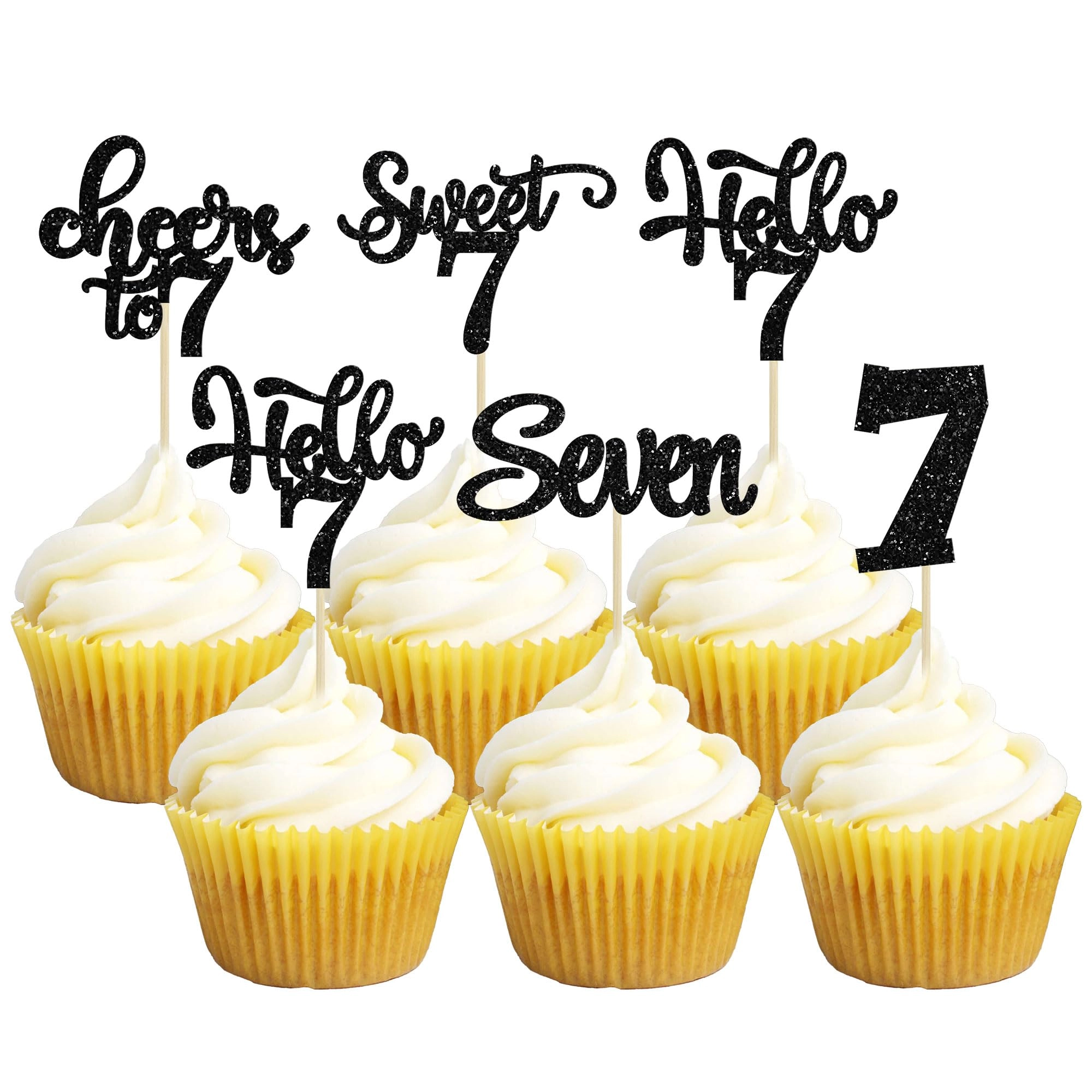 7th Birthday Cupcake Toppers - 30Pcs