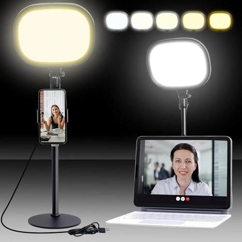 Selfie Ring Light - Adjustable Brightness 5 Color Temperature Flexible Stand