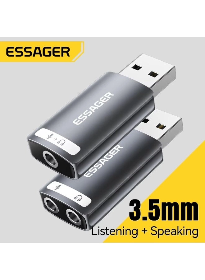 ESSAGER USB Sound Card for PS4 PS5 Swittch Laptop Headset - USB to 3.5mm Stereo
