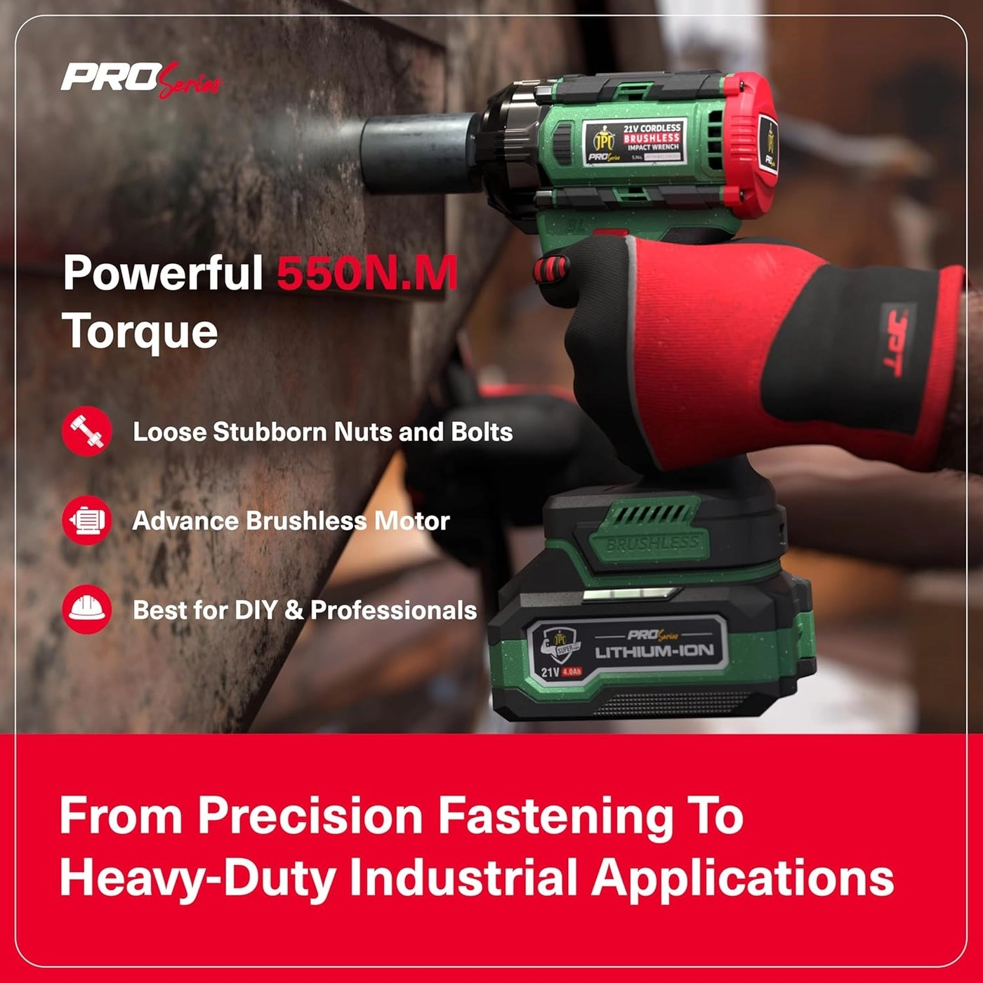 Pro Series Heavy Duty Brushless Cordless Impact Wrench - 550Nm 12 Inch