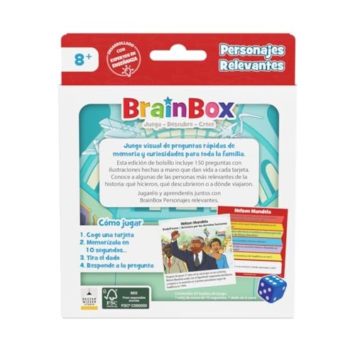 BrainBox Pocket Relevant Characters - Card Game (Spanish)