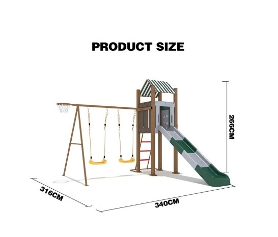 Spring Rider + Round Trampoline - 8FT + Caterpillar Tunnel + Slide and Swing Playground Set + Two Seater Seesaw