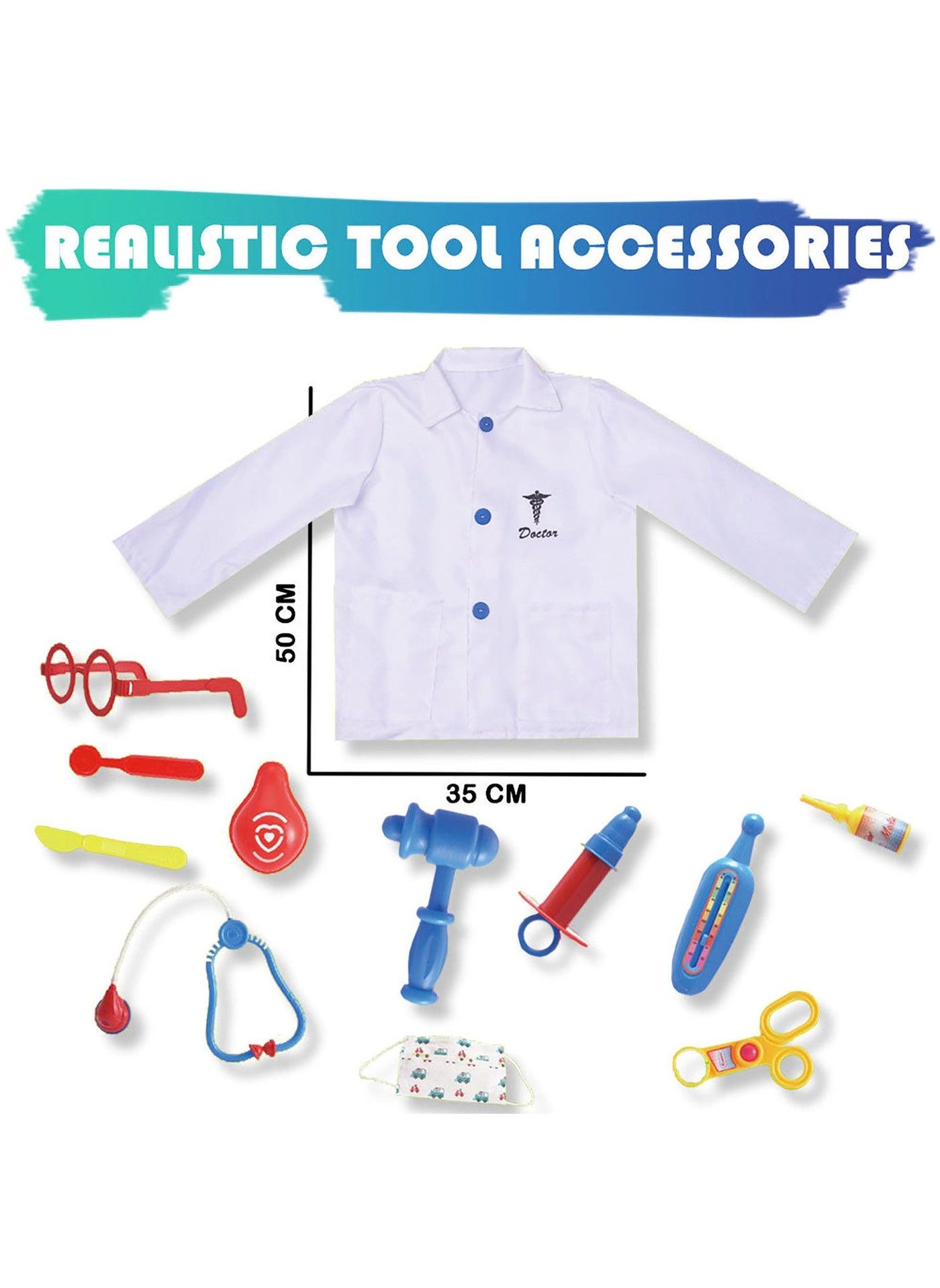 Doctor Role Play Costume Set - 30 cm Doctor 1X 3+ Years
