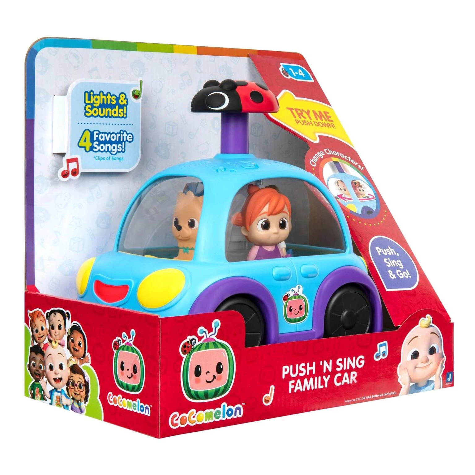 Cocomelon Switch Push and Sing Family Car Toy - 1-4 Years