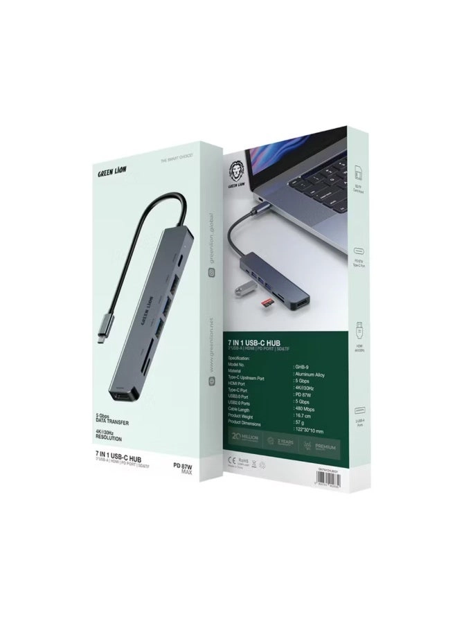 7-in-1 USB-C Hub - 4K@30Hz HDMI 87W PD 5Gbps