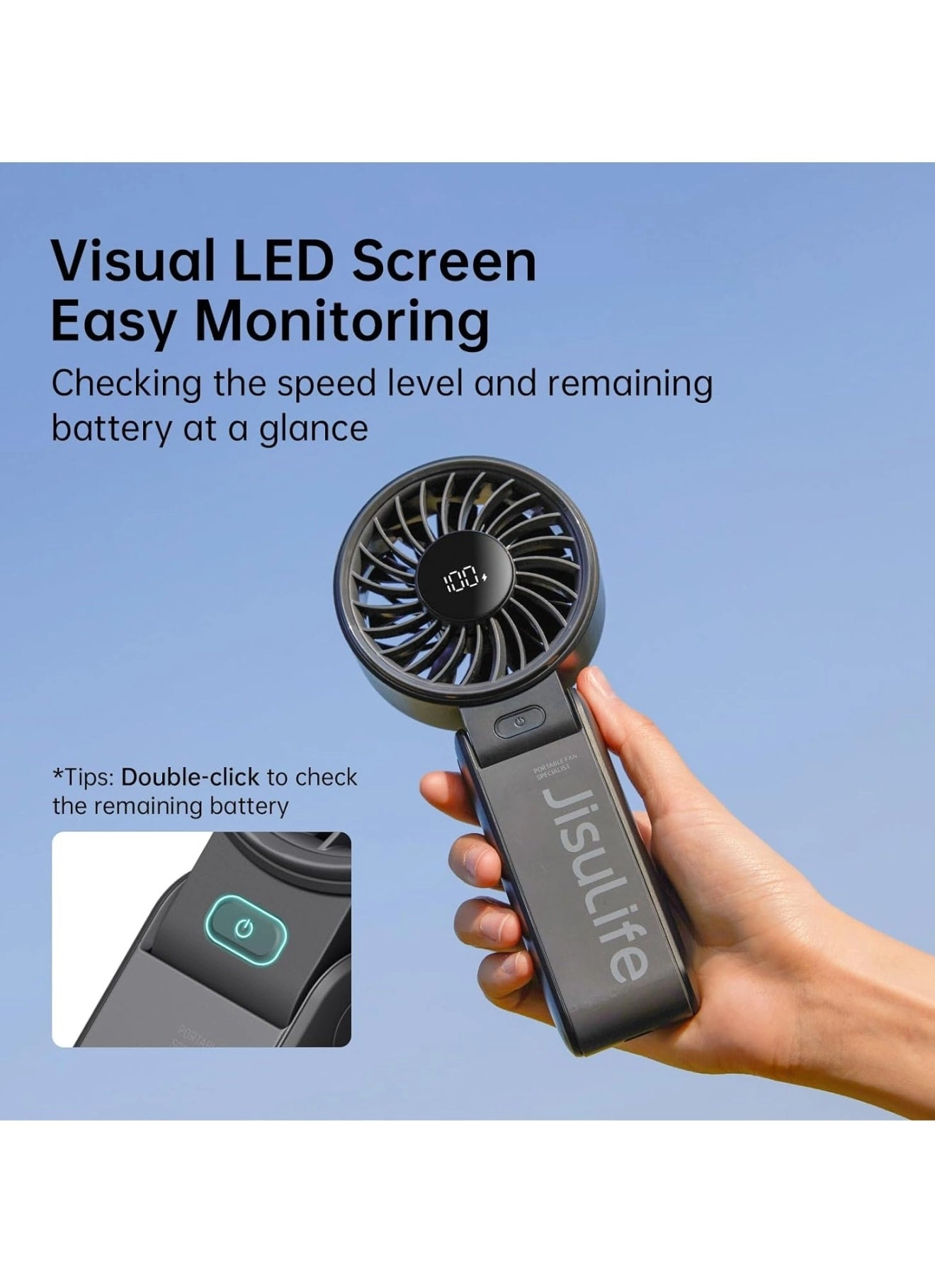 Portable Handheld Fan - 3 IN 1 Rechargeable LED Display