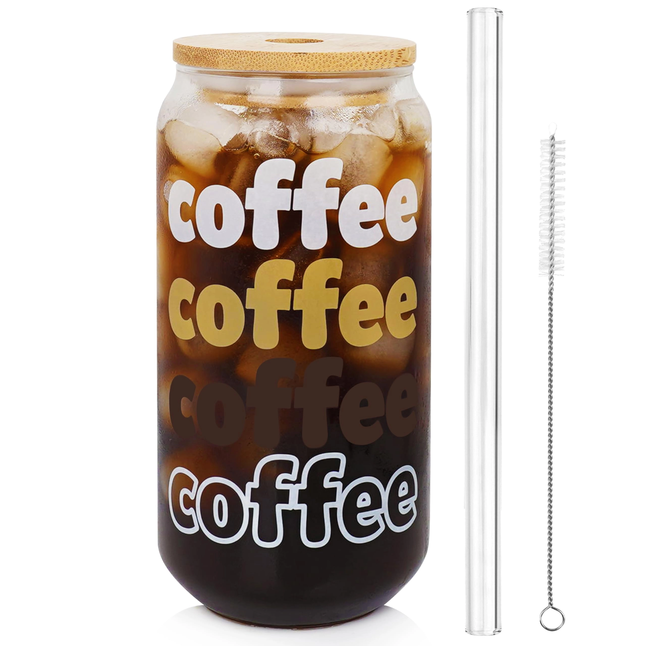 ANOTION Iced Coffee Cup - 1 pcs Bamboo lid