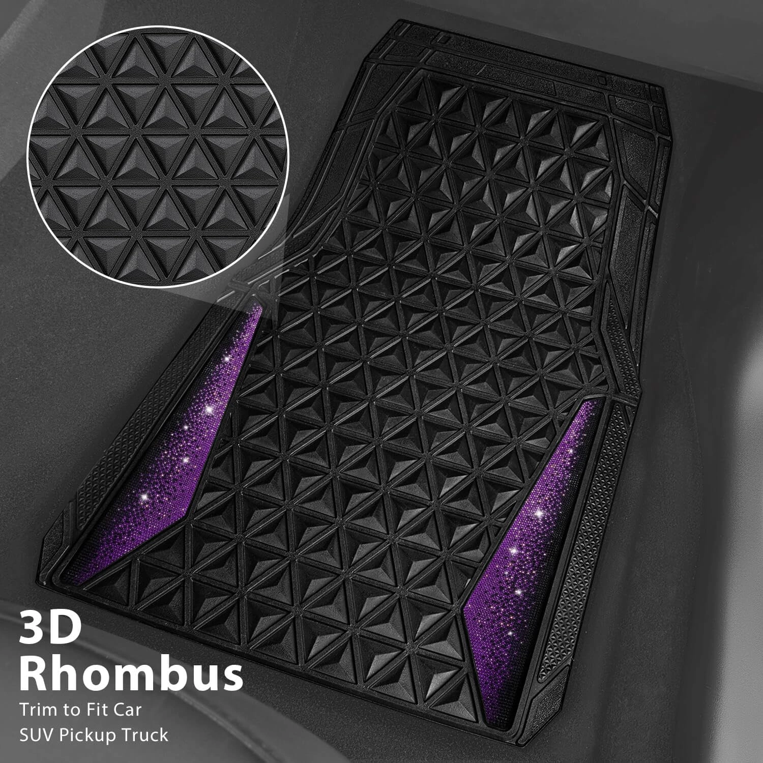 Bling Diamond Car Mats - 4.0 Count Universal Fit