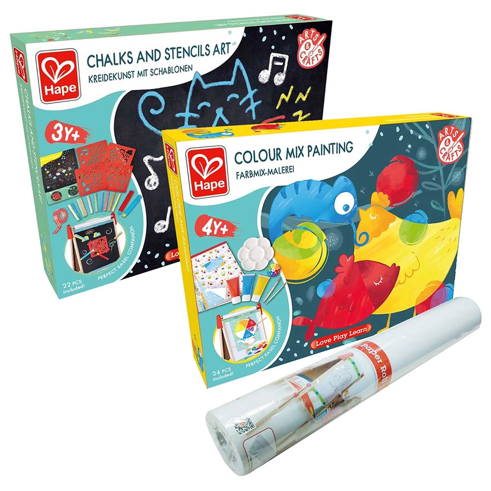Hape Art And Paint Activity Kit - Chalks and Stencils Art set