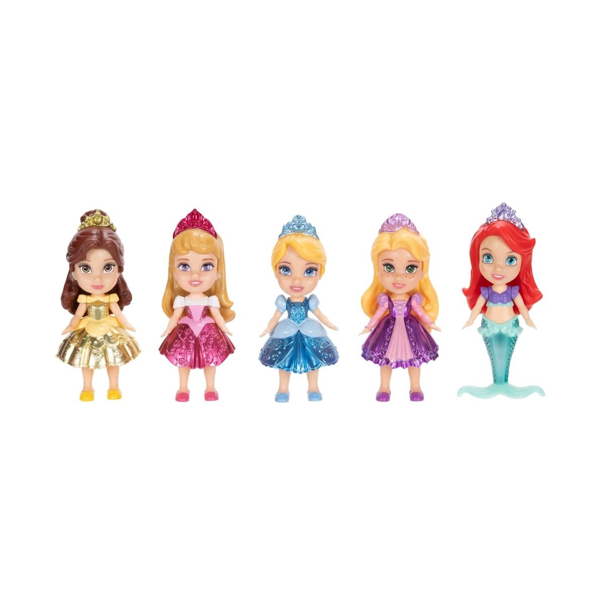 Disney Belle Mini Toddler Doll + Cinderella Mini Toddler Doll + Rapunzel Mini Toddler Doll + Aurora Mini Toddler Doll + Ariel Mini Toddler Doll - 5-in-1 Ages 3+