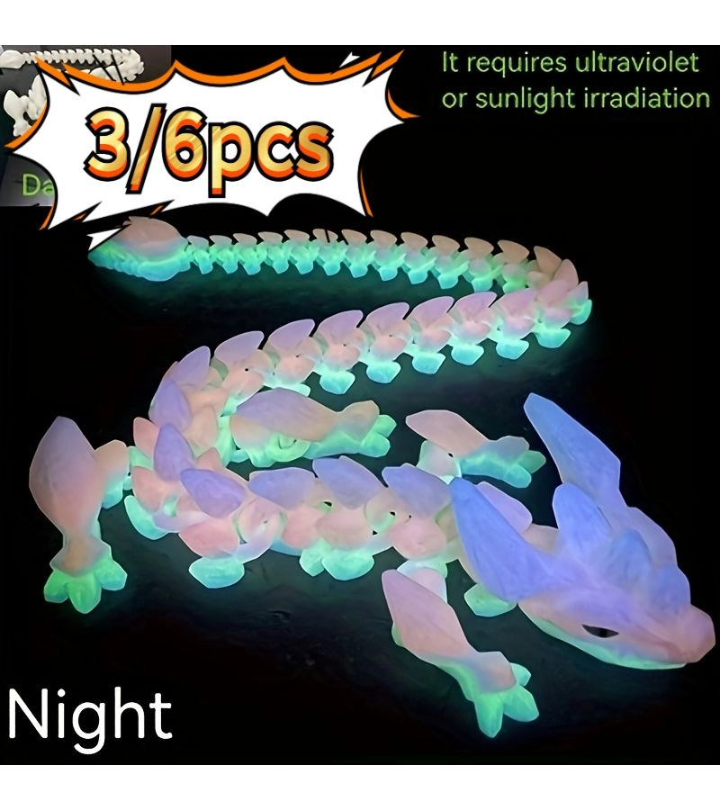 Generic Glow In The Dark Rainbow Dragon - 3 yrs 6 pcs