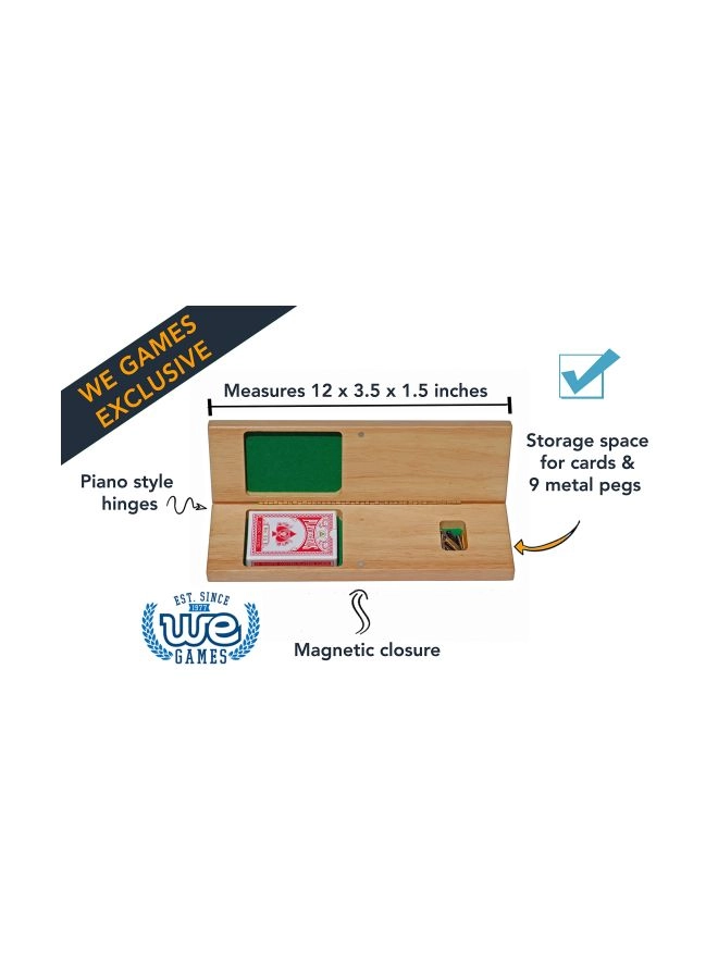 Cabinet Cribbage Set - Solid Oak 3 Track Metal Pegs