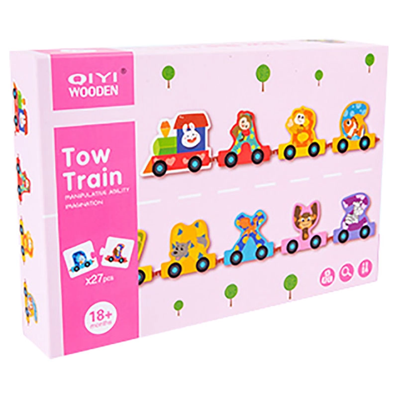 Factory Price Wooden Animals & Alphabets Drag & Pull Train Set - 27pcs