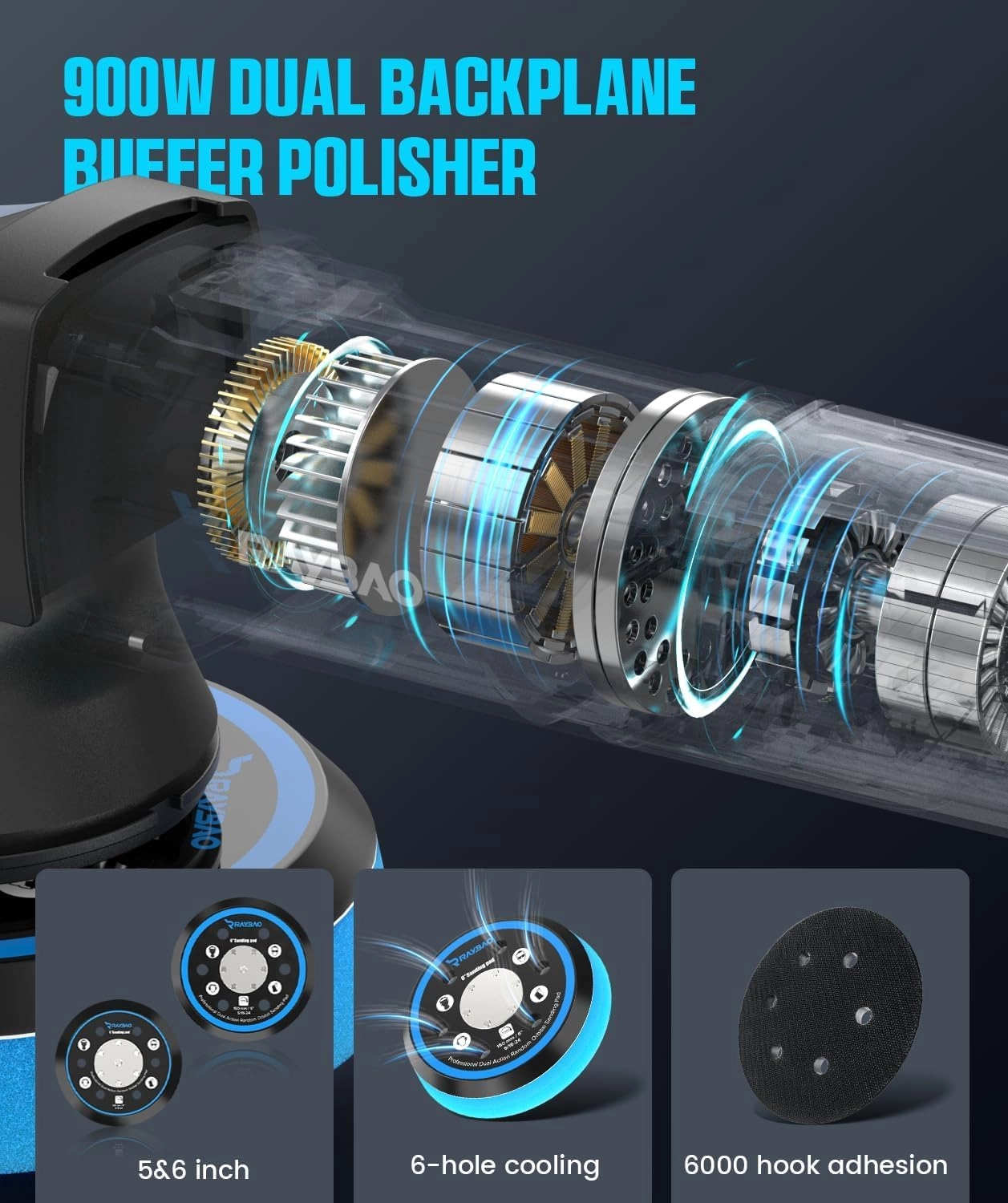 Dual Action Car Polisher - 900 Watts 5/6-inch
