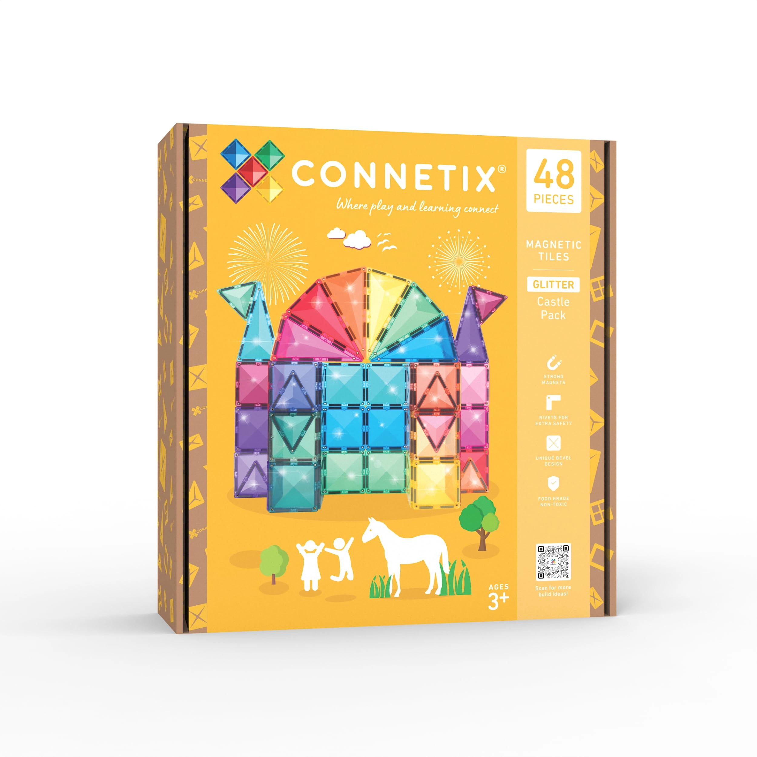CONNETIX Glitter Castle Magnetic Tiles - 48pcs