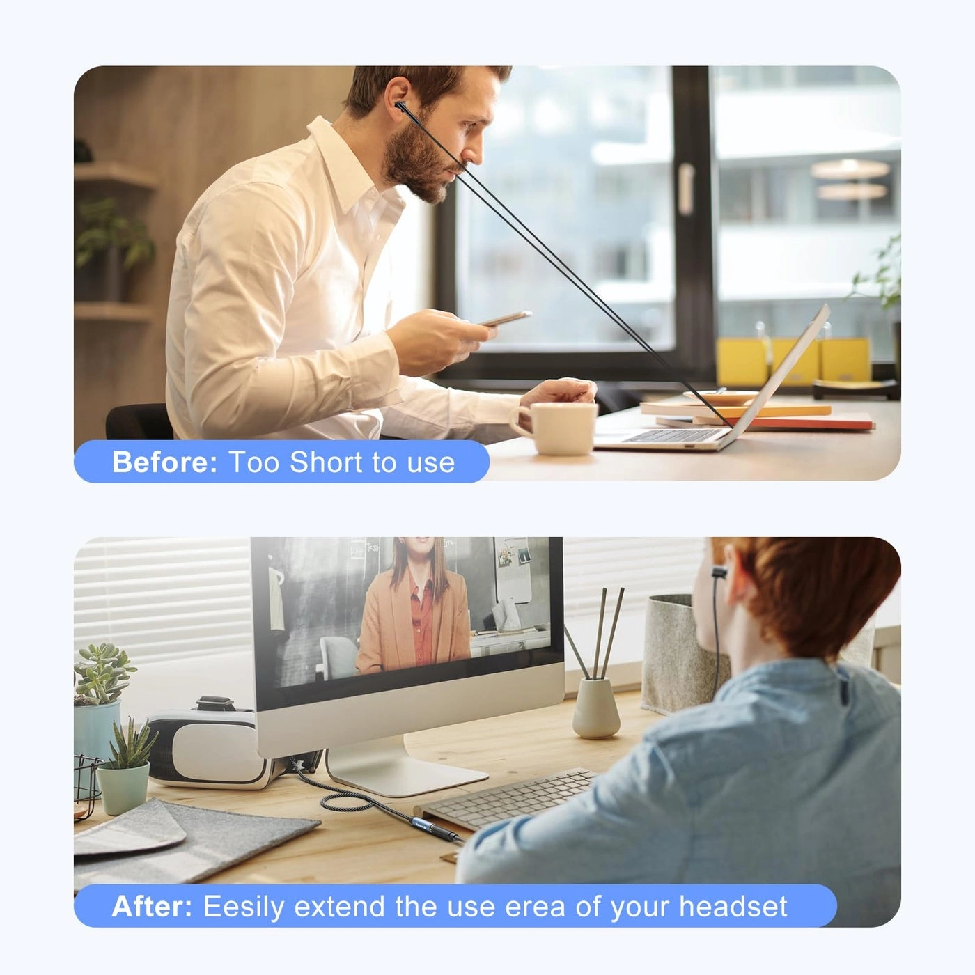 3.5mm Headphone Extension Cord for Smartphones, Tablets, Media Players - 10ft/3M Male to Female 90 Degree Right Angle