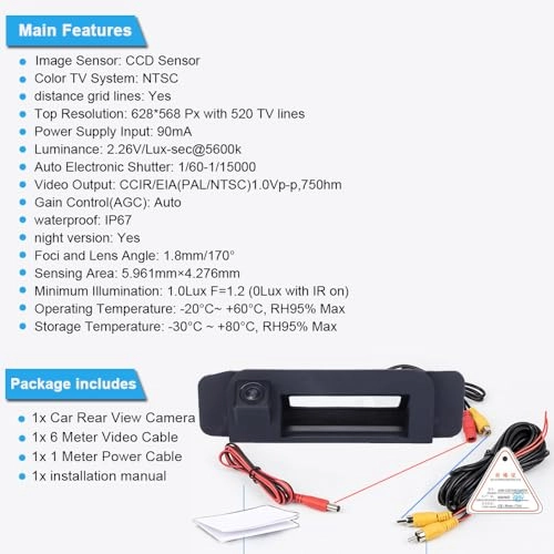 Boot Handle Tailgate Rear View Camera - Night vision 520 TV lines