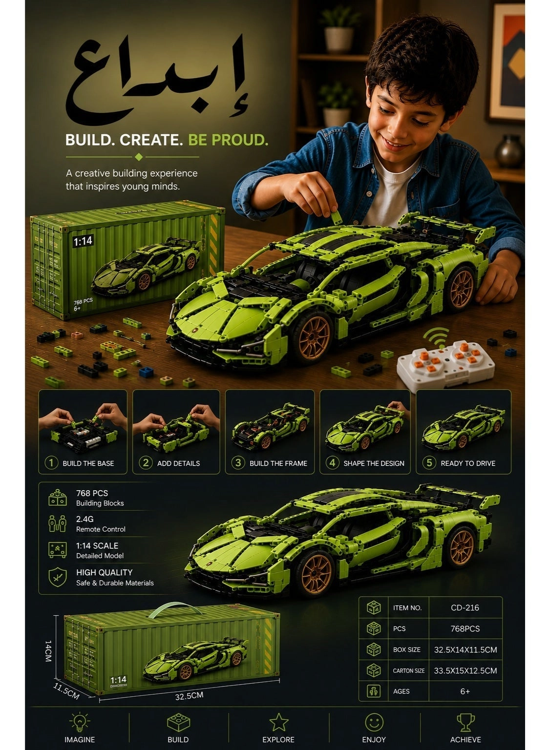 OLUDENIZ Cyberpunk Racing Car - Green and Gold