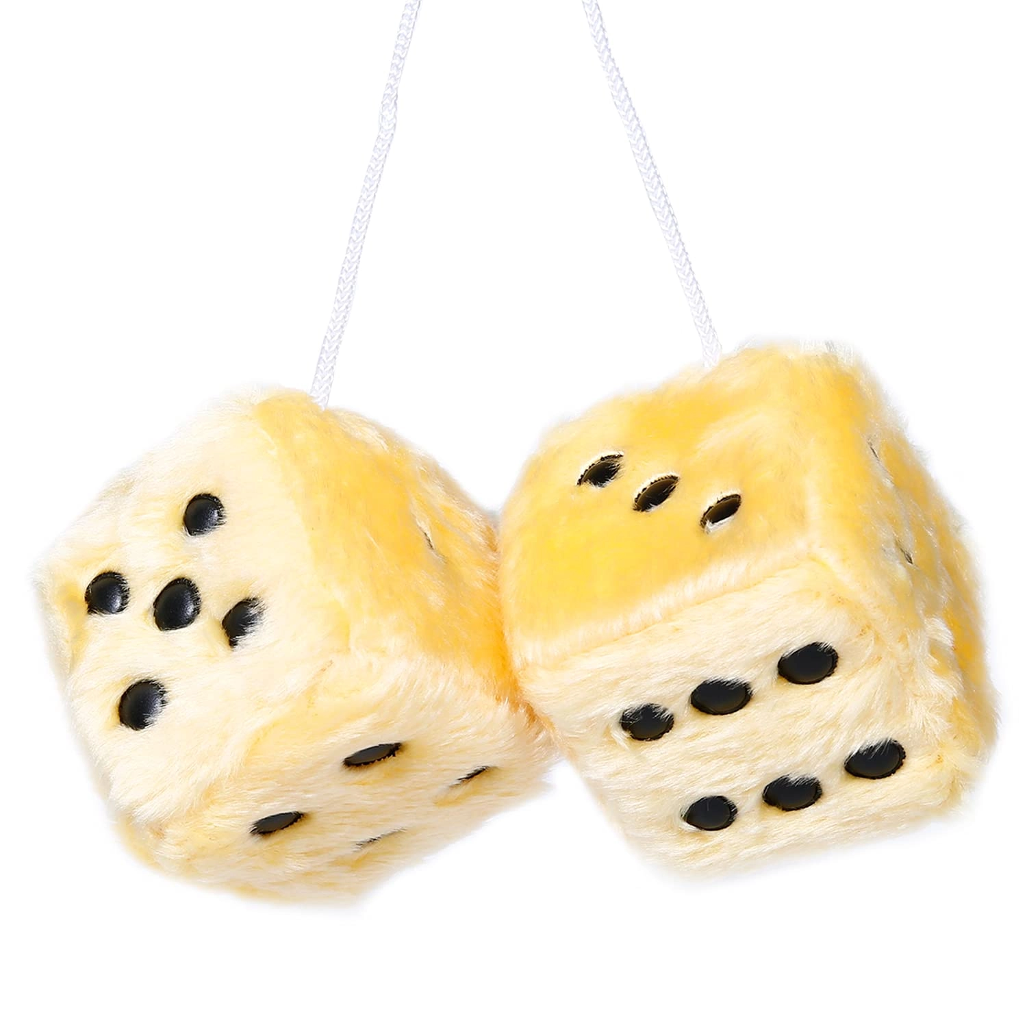 ygmoner Fuzzy Dice - 2.75" Plush Yellow Pair