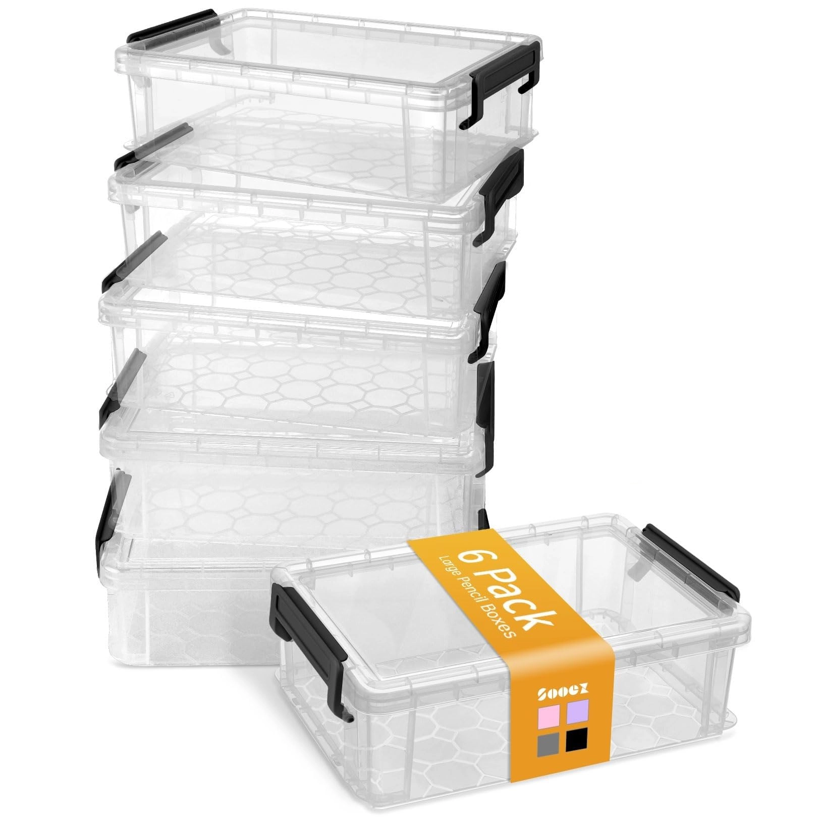 Sooez Extra Large Pencil Box - 6 Pack