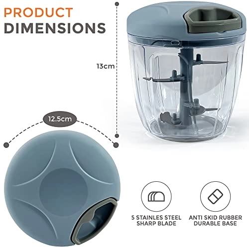 Manual Food Chopper & Processor - 900ml 5 Blades