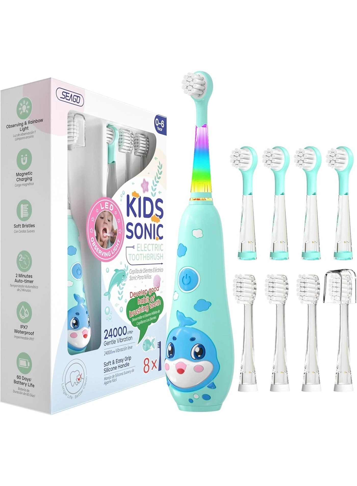 SG2139 - Kids Electric Toothbrush 8 Heads Magnetic Charging