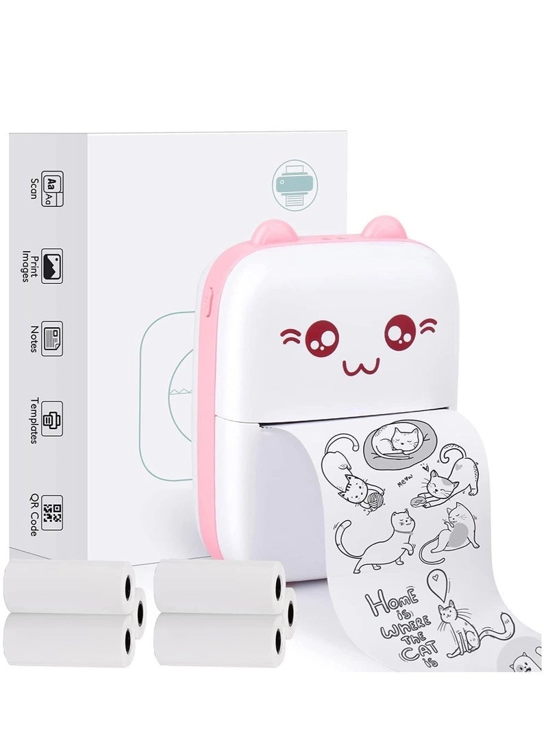 Generic Portable Mini Photo Printer - 6 Rolls Wireless Bluetooth Thermal