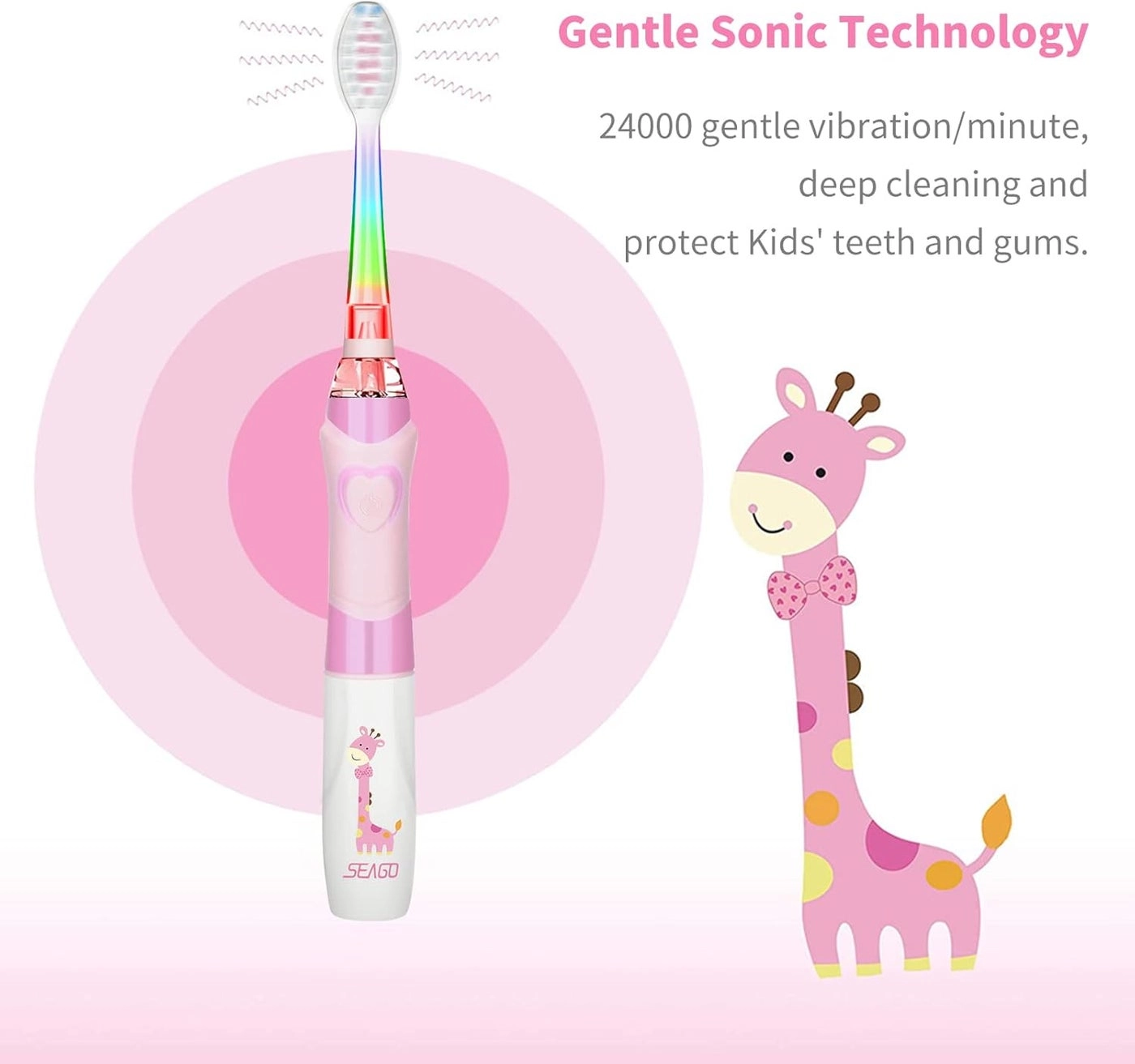 Toddler Electric Toothbrushes - 4 Brush Heads Smart Timer Suction Base