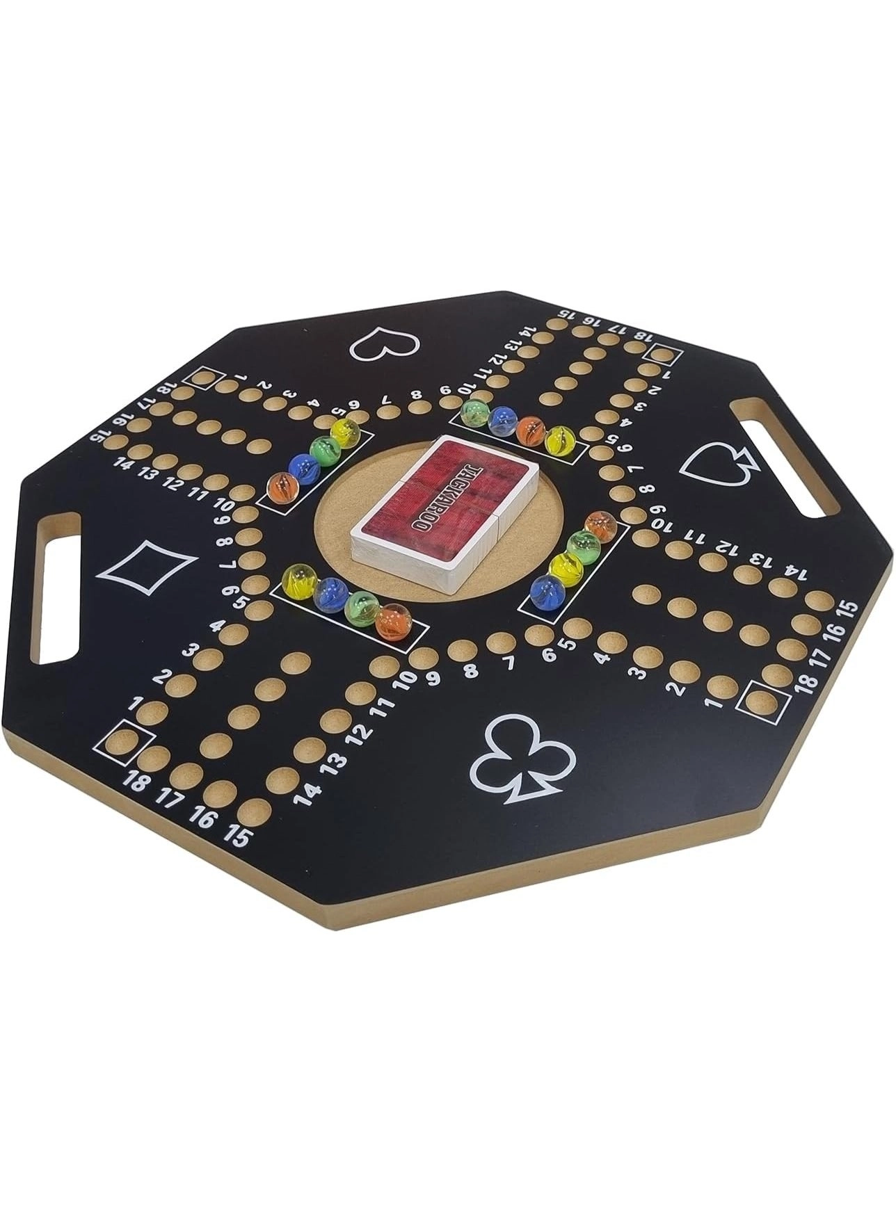 Jackaroo - Wooden Hexagonal Board with Marbles & Cards