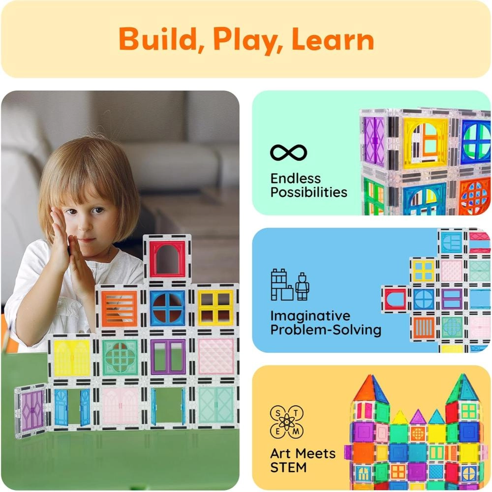 Magnetic Tiles Clip-On Window and Door - 40pcs