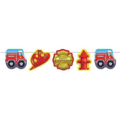 Party Zone Firefighter Paper Garland - 12ft Printed