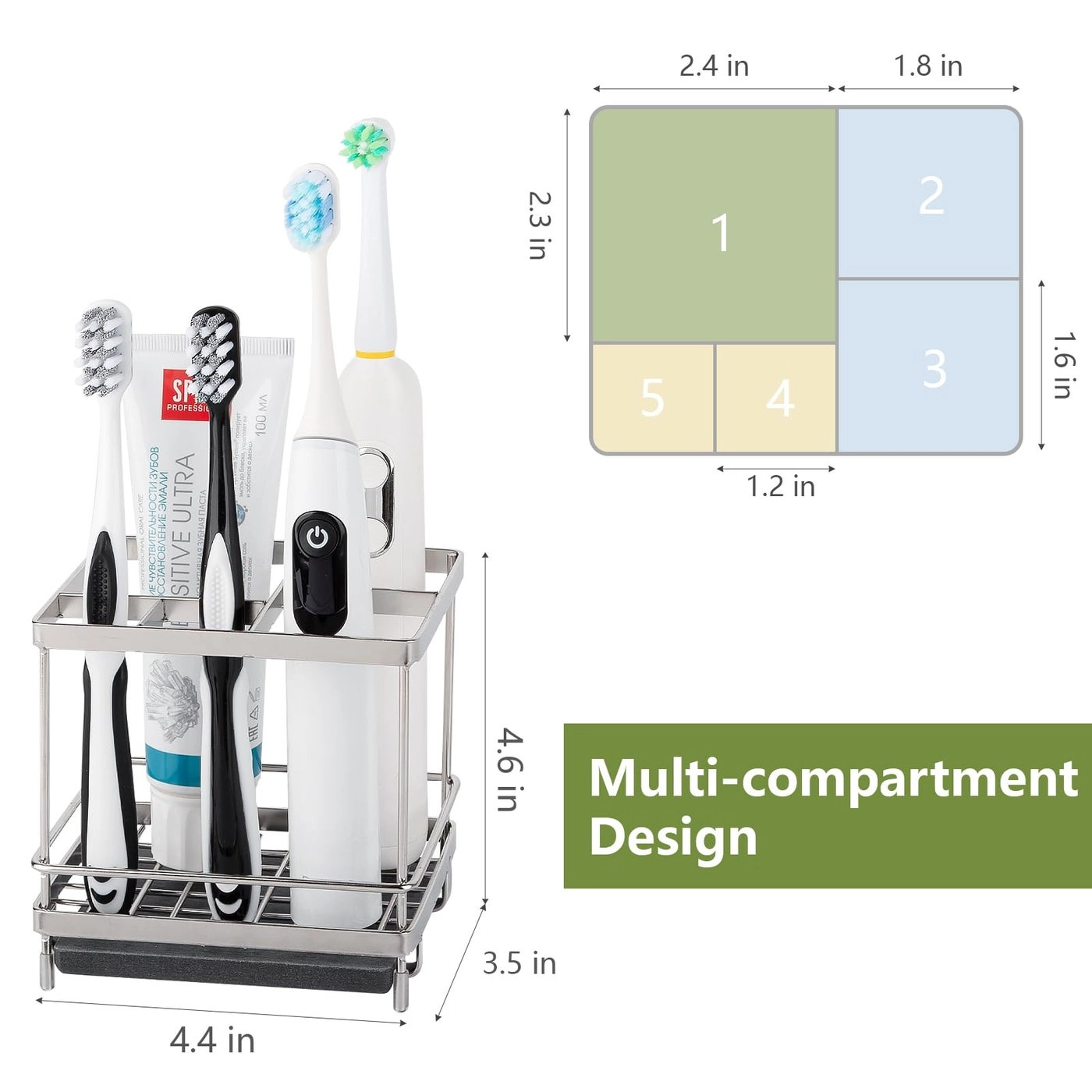 Toothbrush Holder - Countertop Shower Sink 5 Slots