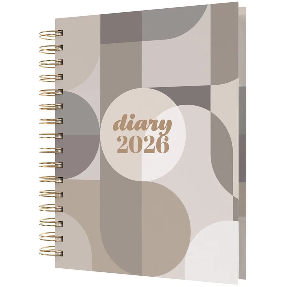 Collins Scandi 2026 Diary - A5 Day To Page Geo Grey