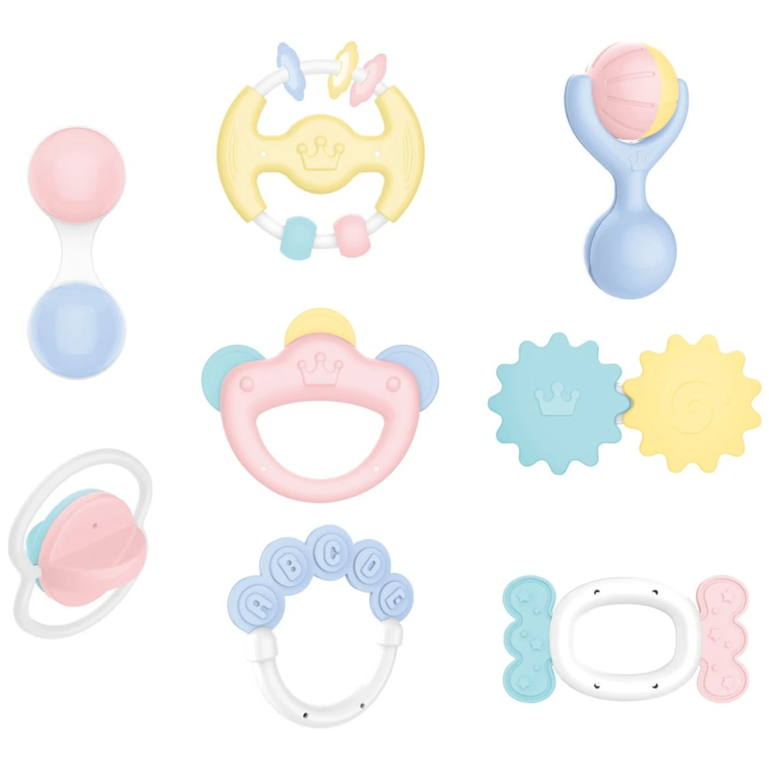 Baby Rattles And Teether Toy Set - Suitable for 0 month & above BPA-free, non-toxic, and baby-safe materials 8Pcs