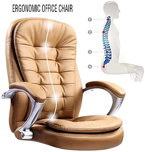 Desk Chair - PU Leather Brown High Back