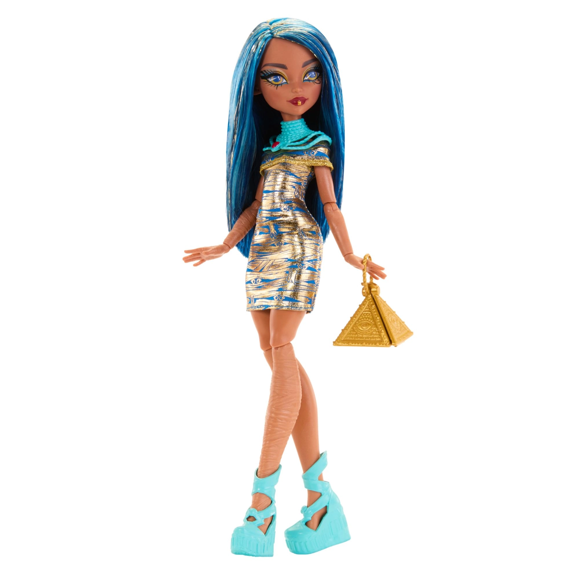 Monster High Cleo De Nile Doll - 11 points of articulation Gold Dress Ages 4+