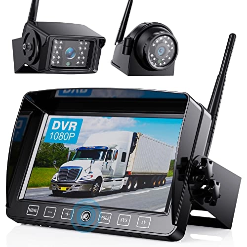 Digital Wireless 2 Backup Camera System - Night vision Wireless + 7’’ DVR Split Monitor - 7 Inches Touch Button