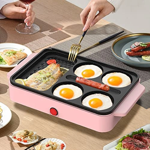 Electric Frying Pan - Pink 1000W Divided