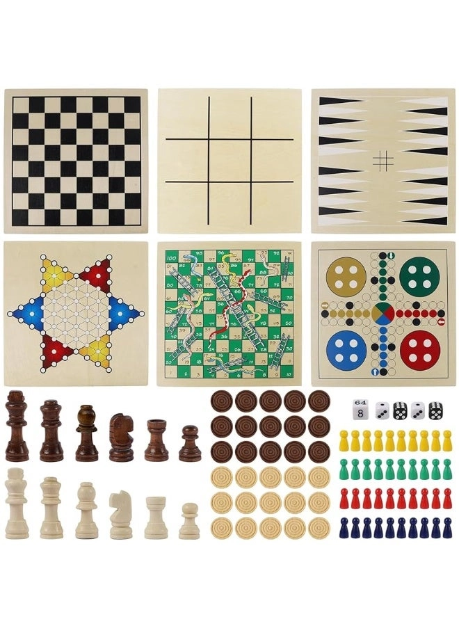7-in-1 Wooden Board Game Set - Tabletop Portable