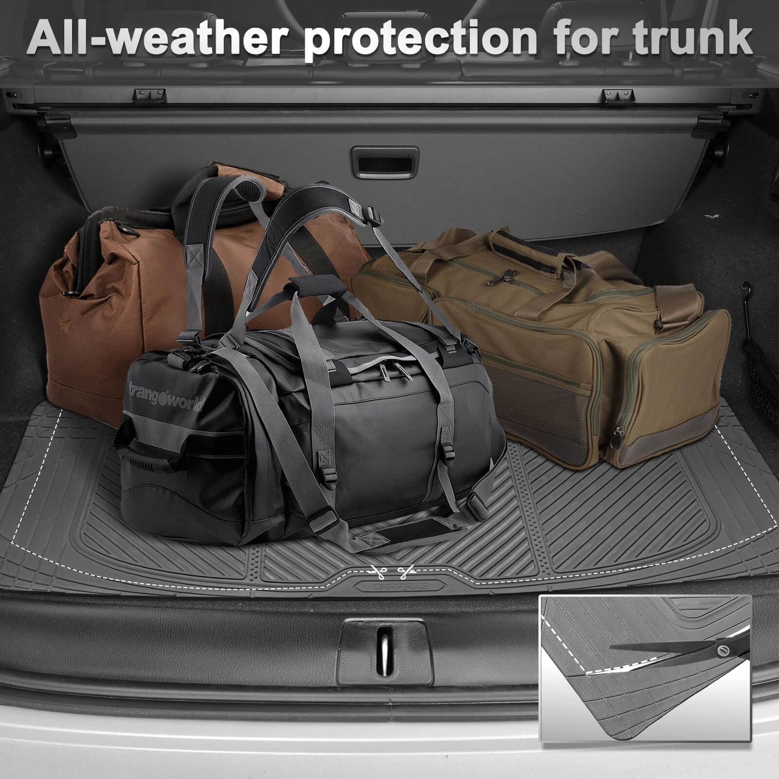 Rubber Floor Mats & Cargo Liner - Gray Universal Fit 5-Piece