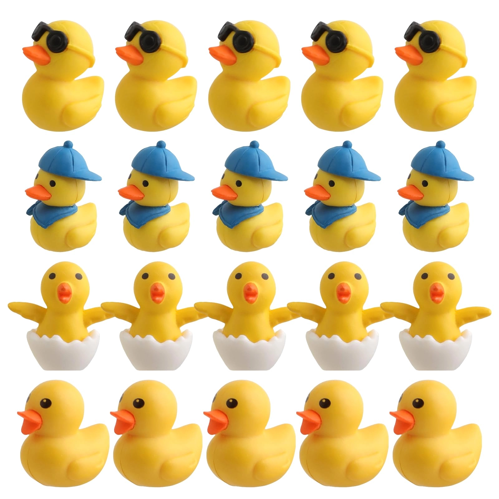 sinsetu Mini Ducks Car Dashboard Decors - 20 Pieces Black/Blue/Yellow/White
