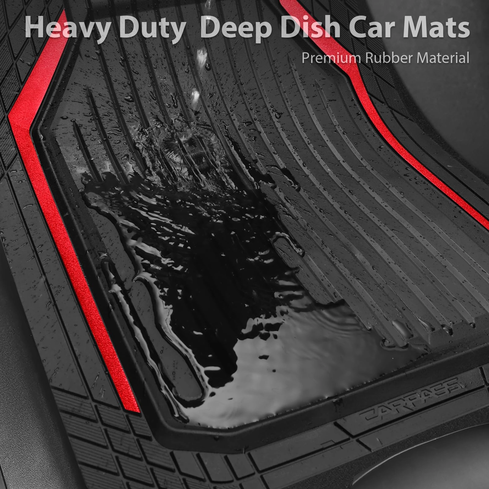 Heavy Duty Rubber Floor Mats - Universal Fit 3pcs Black Purple