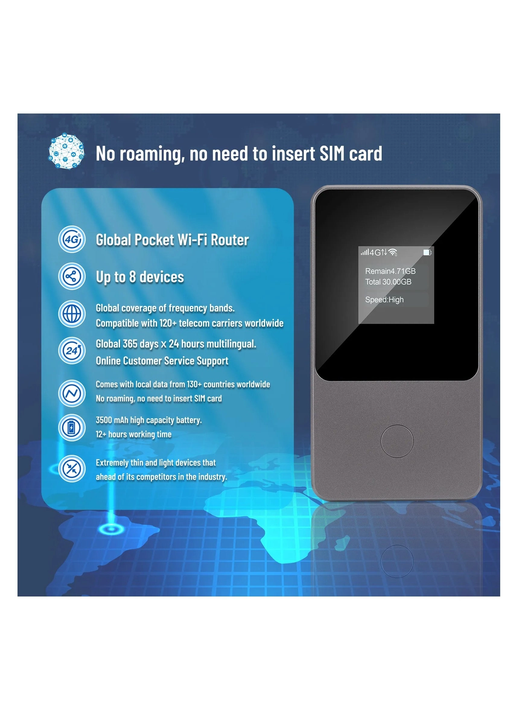 4G Global Mobile WiFi - 4G 150Mbps Download|50Mbps Uplink