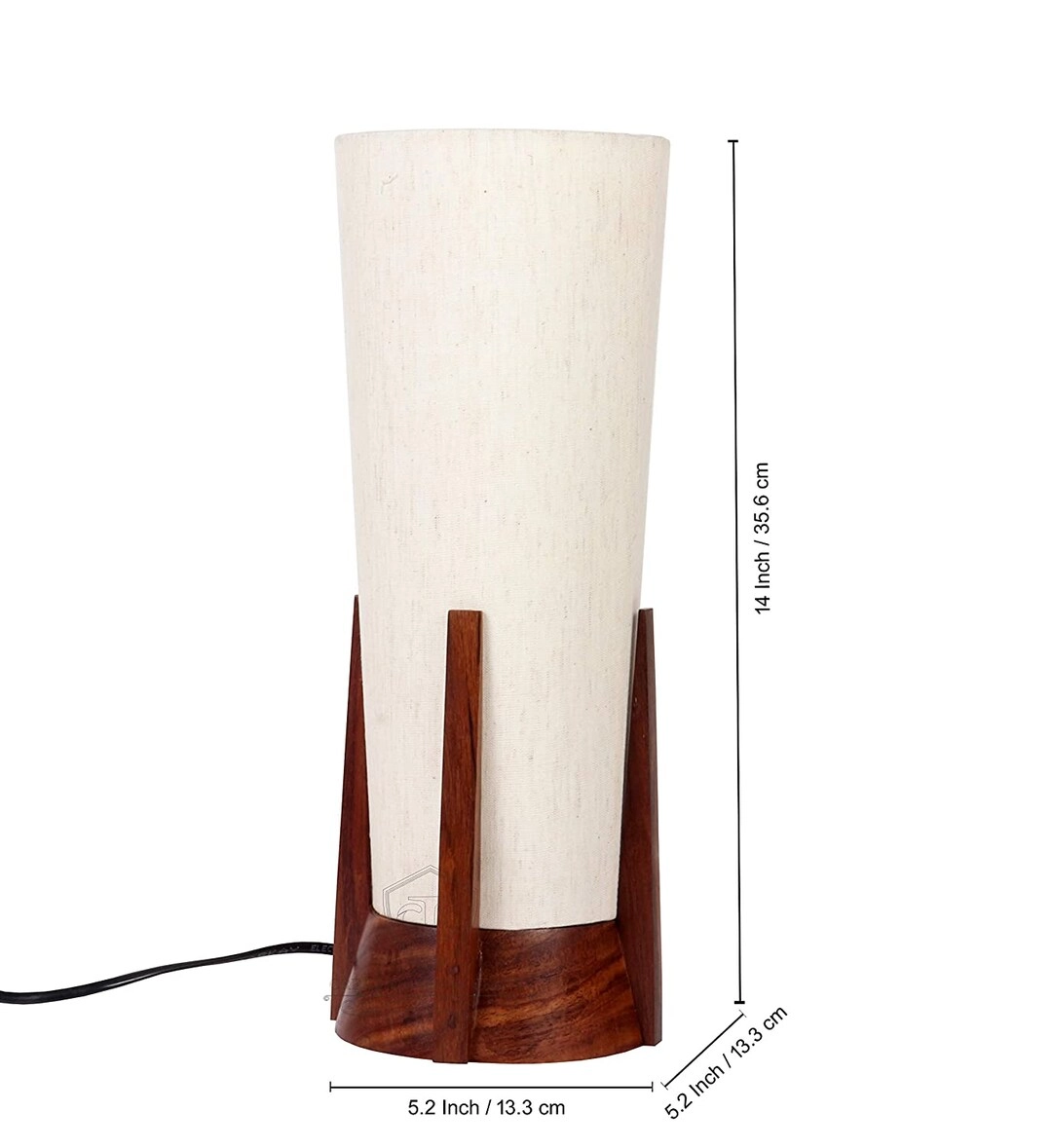 India Craft Wooden Table Lamp - Wood 14'' inch Without Bulb