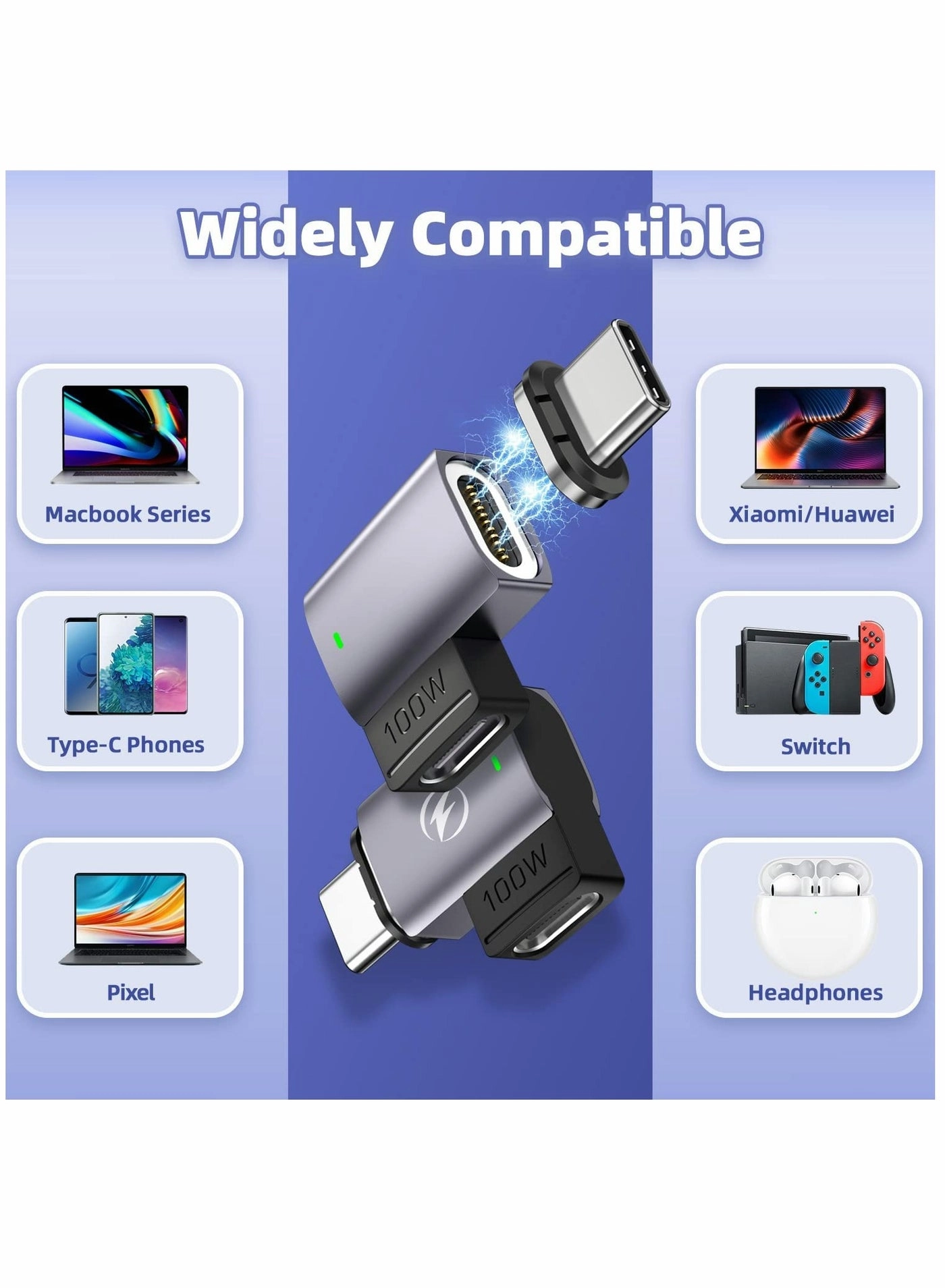 USB C Magnetic Adapter - 100W PD USB2.0 480Mbps