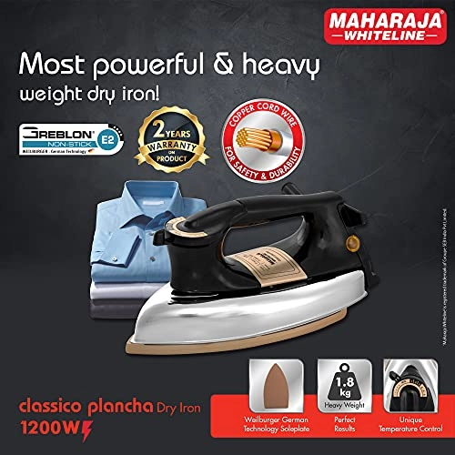 Classico Plancha - 1200W Dry Iron Non-Stick Soleplate